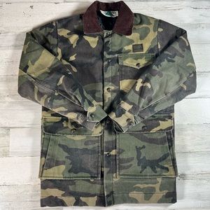 Vintage Liberty Woodland Camouflage Insulated Chore Coat Jacket Size Small USA